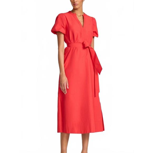 NEW BROCHU WALKER camden midi dress in poppy